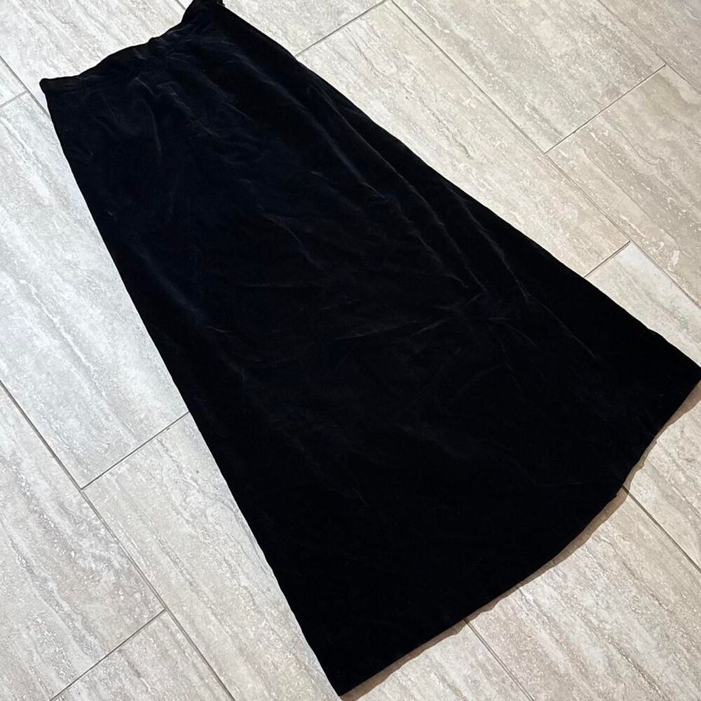 Vintage 90s handmade Black Velvet Long Maxi Skirt goth punk emo alternative Sz S